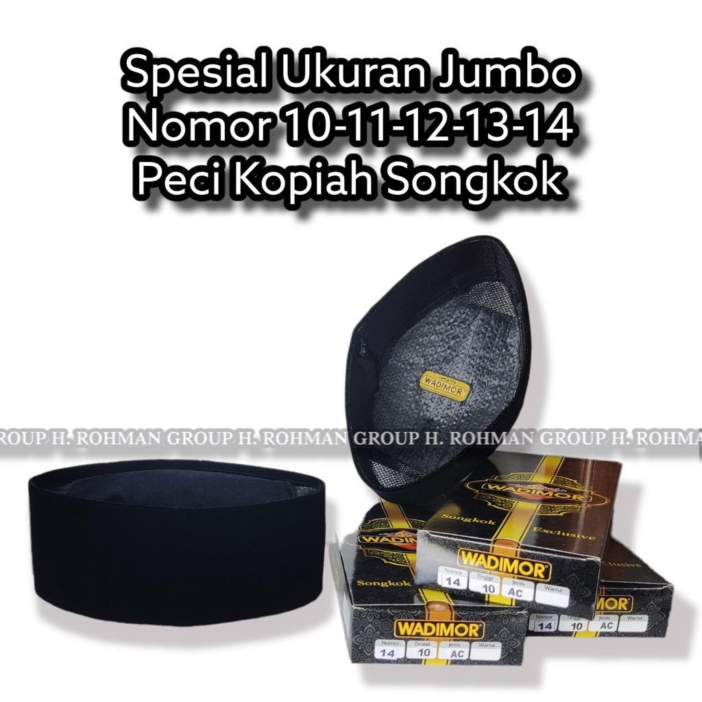 SONGKOK  HITAM JUMBO NO BESAR PECI TINGGI 10 UKURAN 12-13-14-15 PECI WADIMOR JUMBO ORI PECI PRIA JUMBO