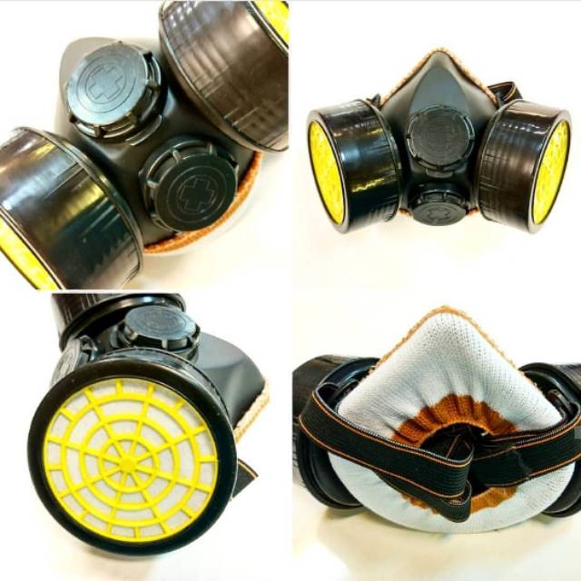 Double filter gas mask masker kimia