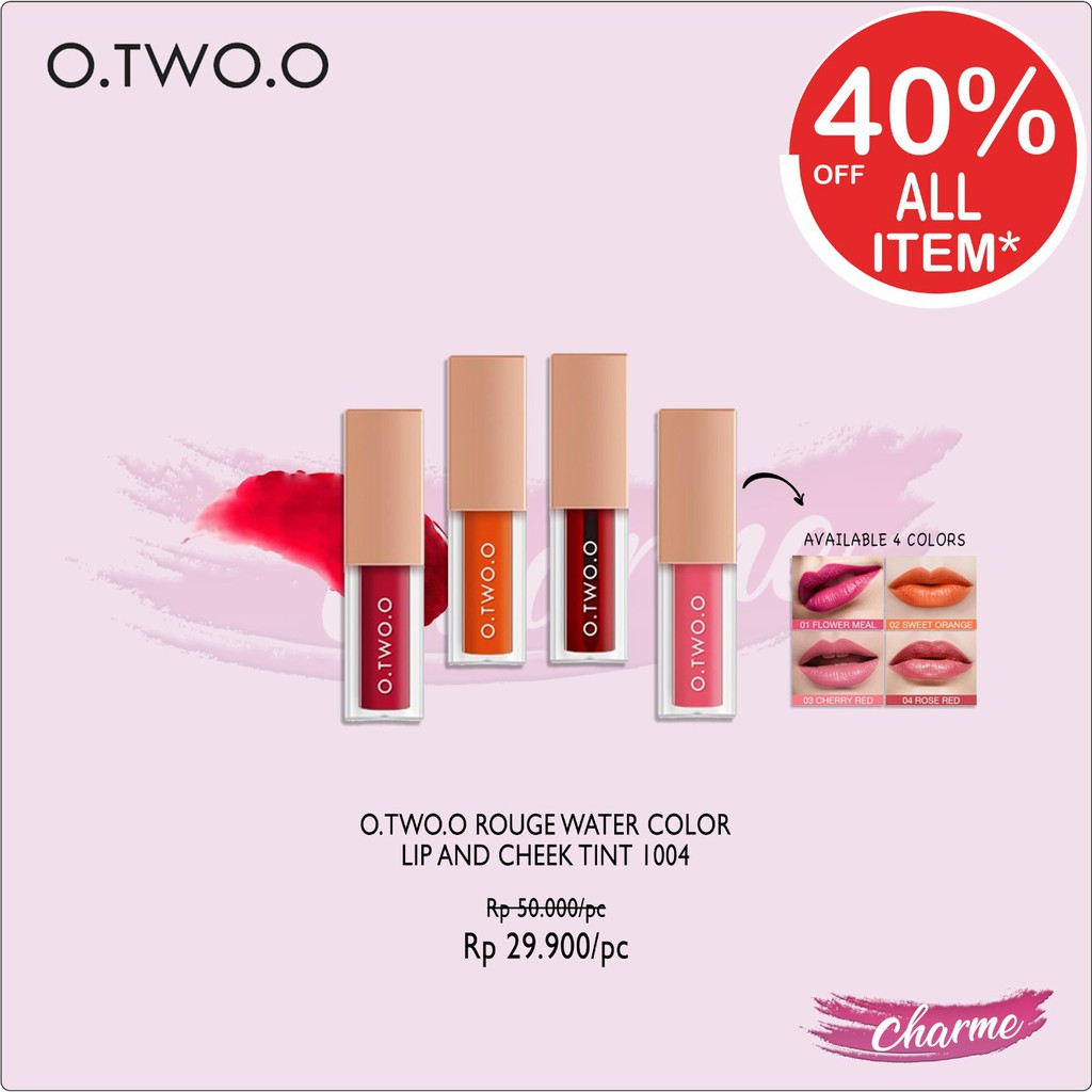 (READY&amp;ORI) O.Two.O Otwoo Rouge Water Color Lip And Cheek Tint 1004 Liptint 4 Warna Lipstick