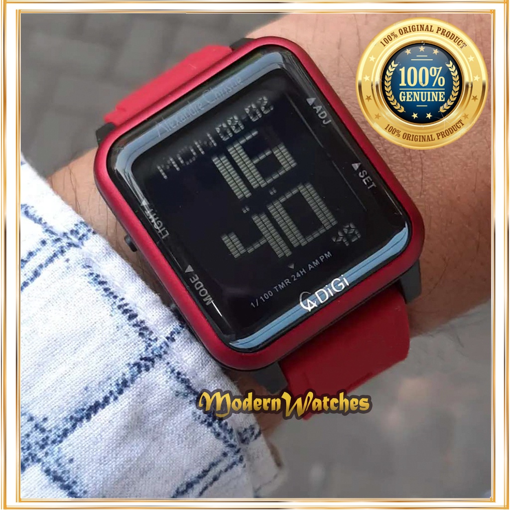 Jam Tangan Digital Wanita Ori Alexandre Christie Digital AC 9332 / 9344 Full Black Brown Peach Hitam