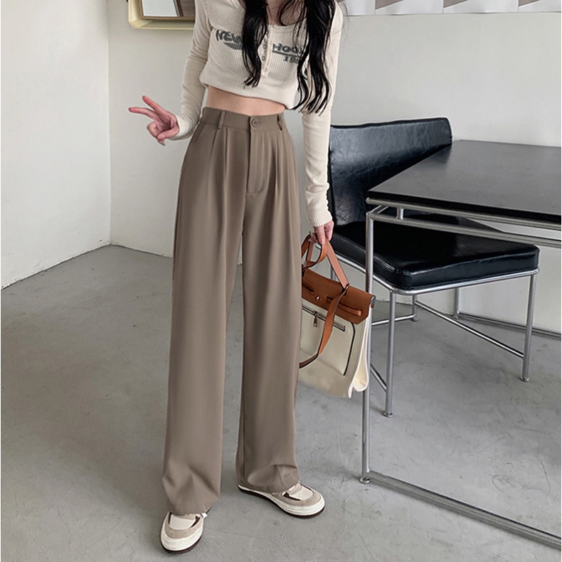 XIAOZHAINV Celana Wanita Korean Style High Waist Loose Pants 0035