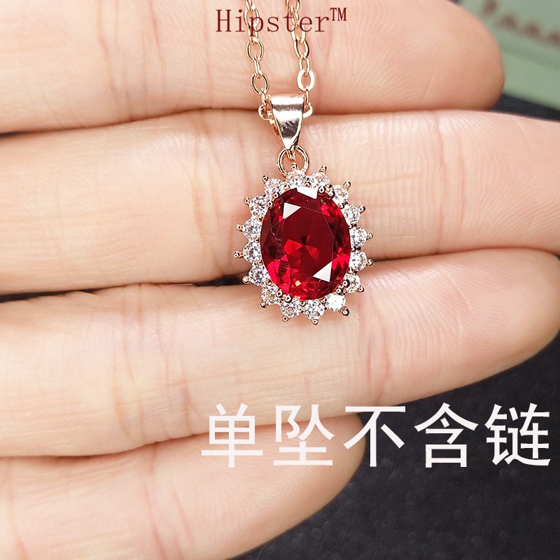 Best Selling Fashion Classic Ruby SUNFLOWER Diamond Pendant Necklace