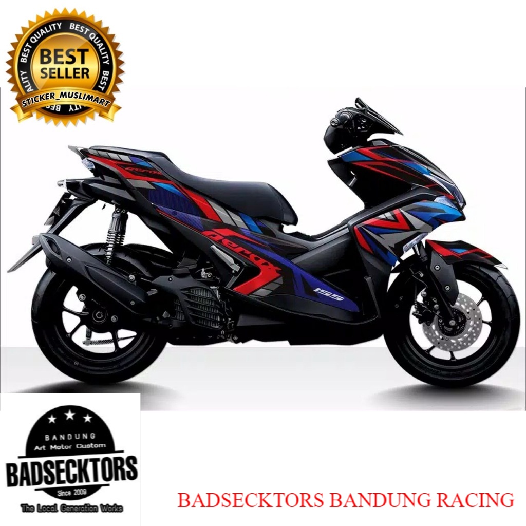 Decal Motor Aerox motif Grafis merah biru abu keren