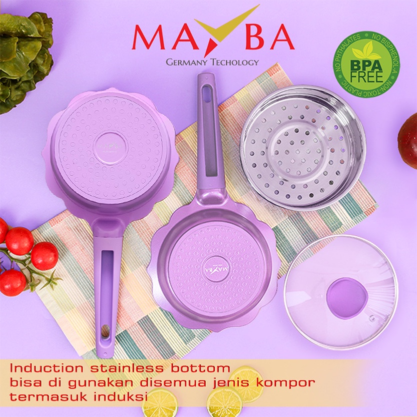 MAYBA Panci Bayi Anak balita set lengkap | Wajan susu milk pan + penggorengan fry pan dan kukusan