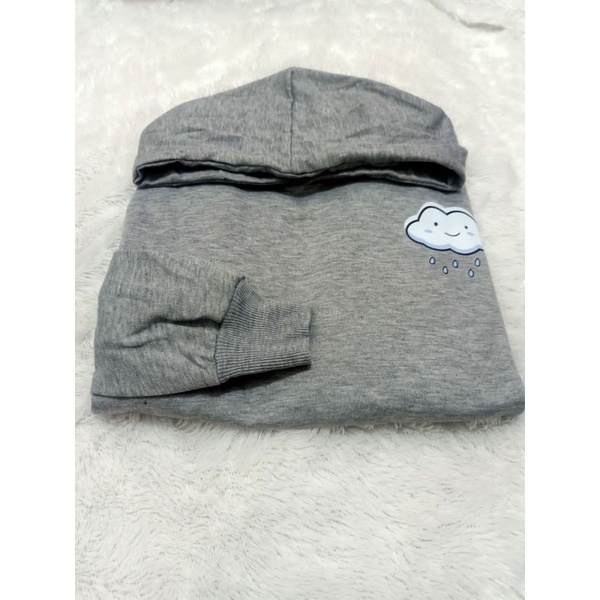 Sweater Hoodie Wanita Kekinian Korea Cloud Rain Sweter bahan fleece tebal-ABU