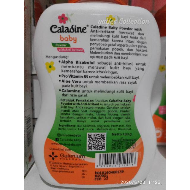 Caladine baby powder with anti irritant 55 g 100  bedak tabur kulit kemerahan iritasi ringan gatal