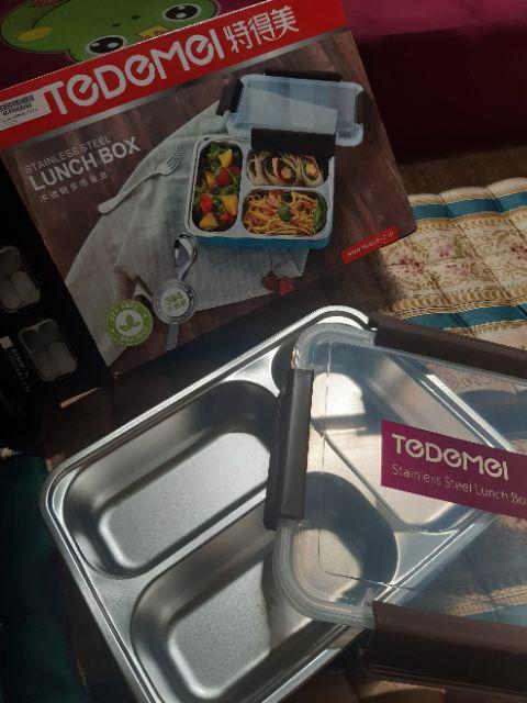 Tempat Bekal Lunchbox Tedemei 6544 Sekat 3 Tahan Panas | Kotak Makan Stainless