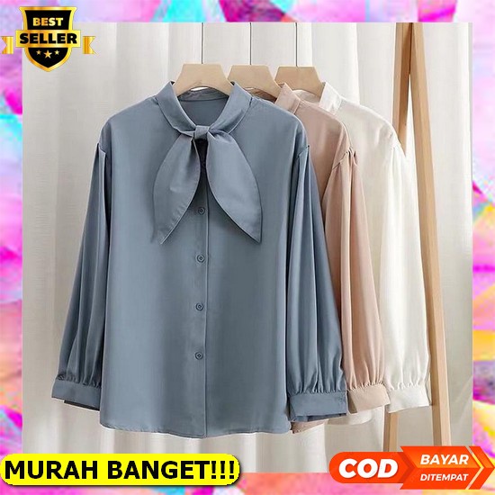 Margaret Top - Atasan Wanita Blouse Lengan Panjang Premium Quality Scuba Baju Blus Cewek Import Kore