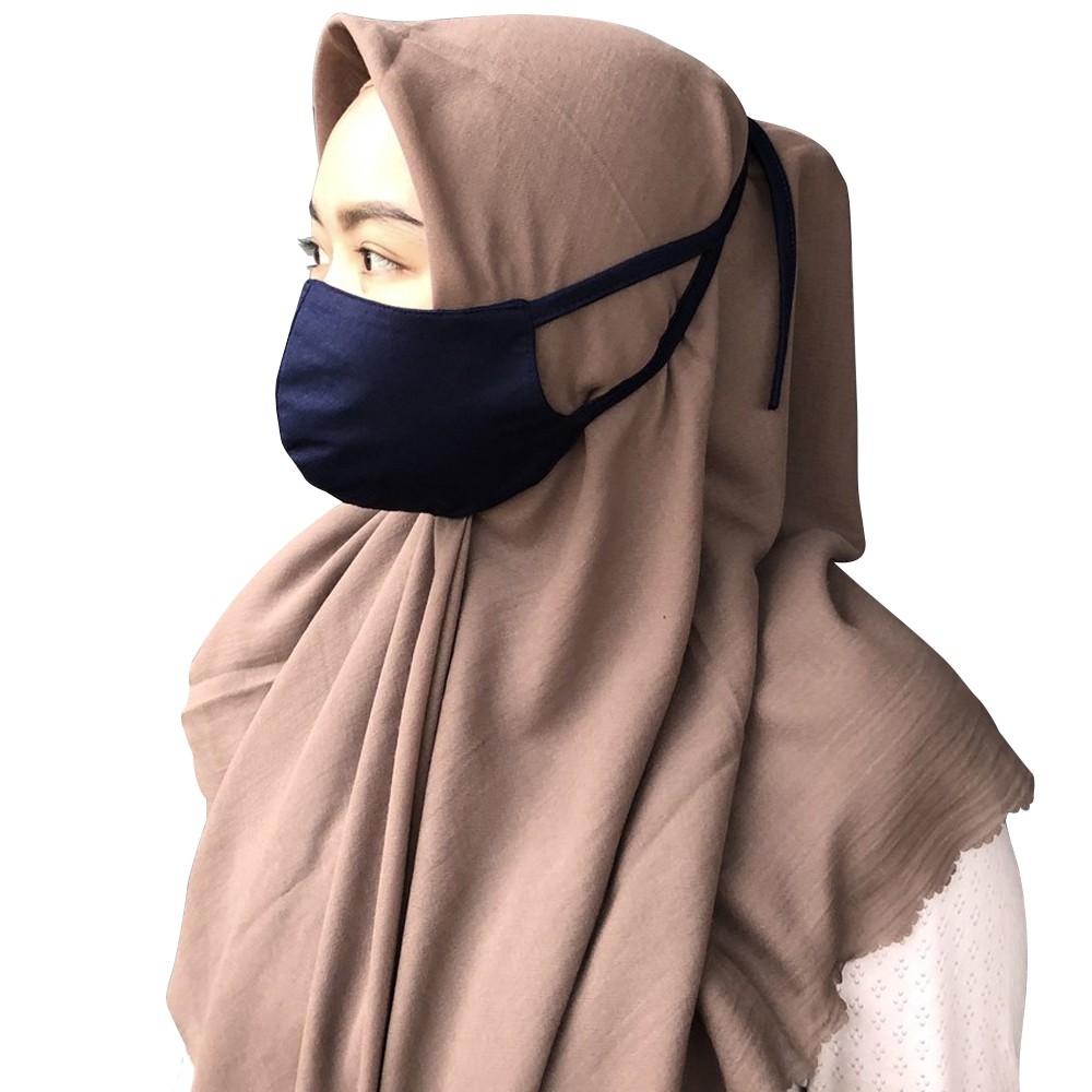 Masker Tali Panjang Hijab Kain Polos