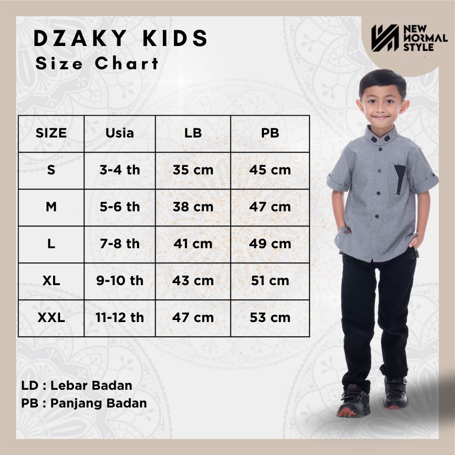 Dzaky Kids Series Baju Kemeja Pakaian Koko Kokoh Muslim Kurta Anak Laki Laki 8 10 12 13 Tahun Lengan Pendek