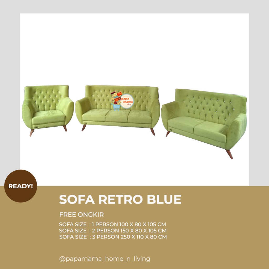 Sofa Tamu Set 321 - Sofa Tamu Minimalis Retro Blue Tamu Cantik - Medan Diskon Murah