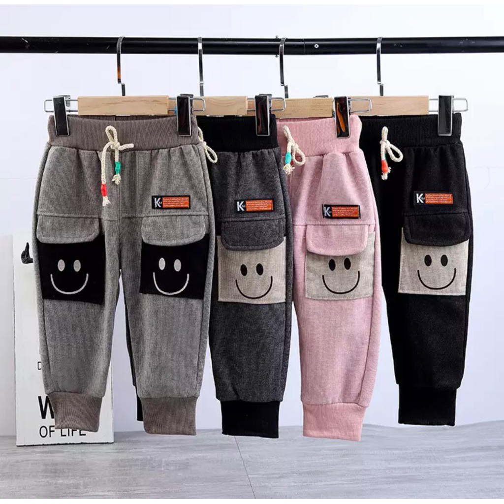 CELANA JOGGER ANAK CELANA ANAK JOGGER SMILE SAKU ANAK 1-5 TAHUN BAWAHAN ANAK CELANA ANAK LAKI LAKI