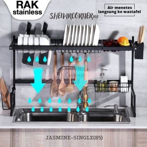 SHENAR RAK PIRING WASTAFEL 65 CM RAK DAPUR WASTAFEL 85 CM / RAK WASTAFEL SUSUN BESI ANTI KARAT / RAK DAPUR PIRING SERBAGUNA / RAK DAPUR SUSUN DISH DRYER - CARNATION JASMINE MAGNOLIA TULIP, SHENARCORNER168