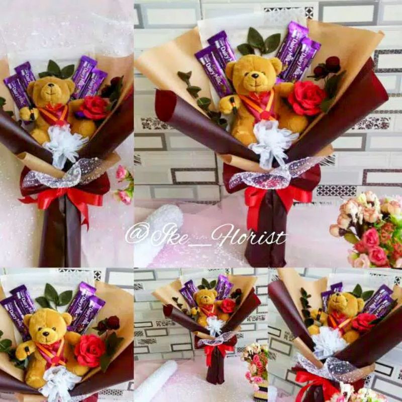 READY SIAP KIRIM BUKET FLANEL COKLAT/Boneka wisuda / Buket Coklat murah /Buket boneka wisuda