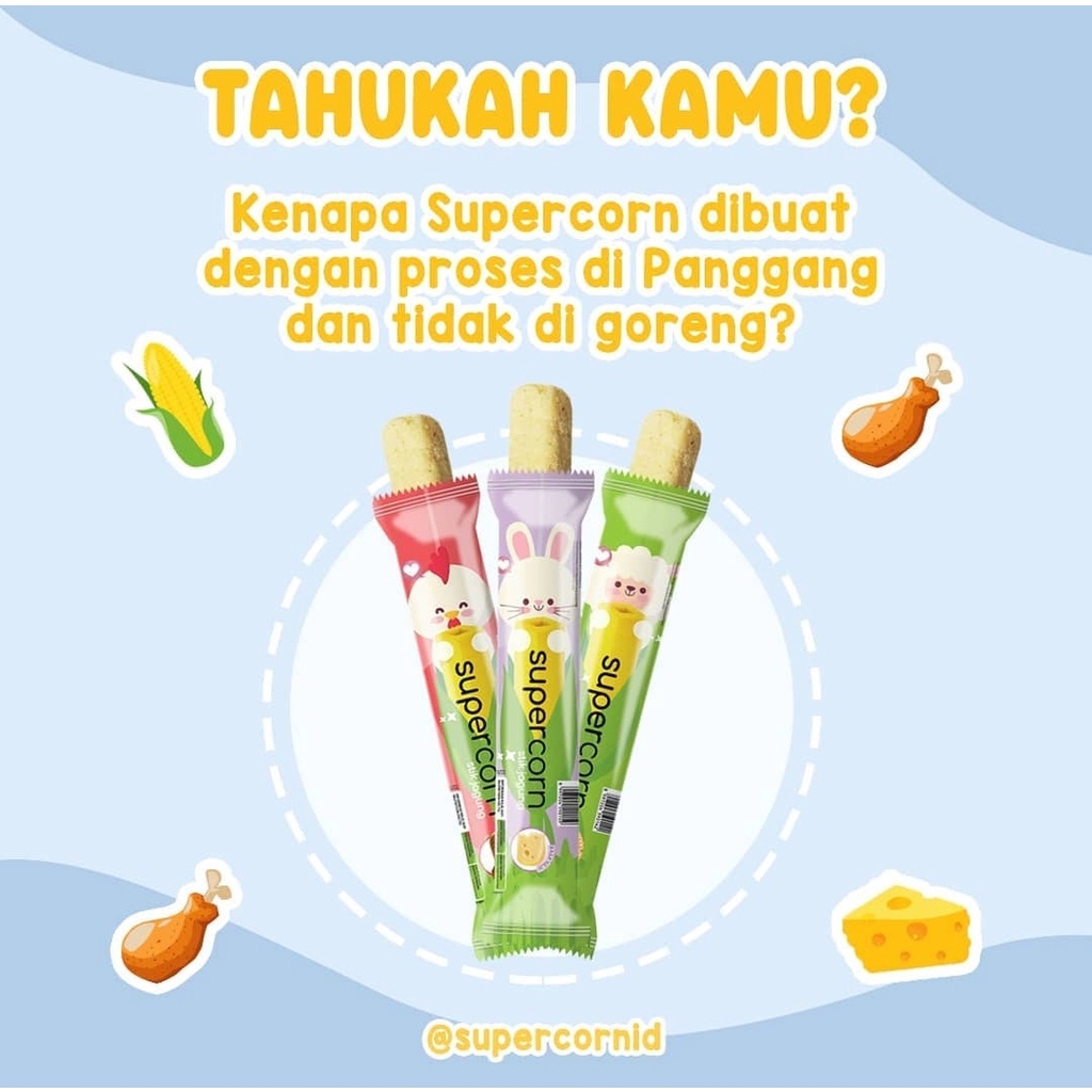 SUPERCORN Stik Jagung Non MSG - Rasa Ayam, Keju, Jagung Bakar