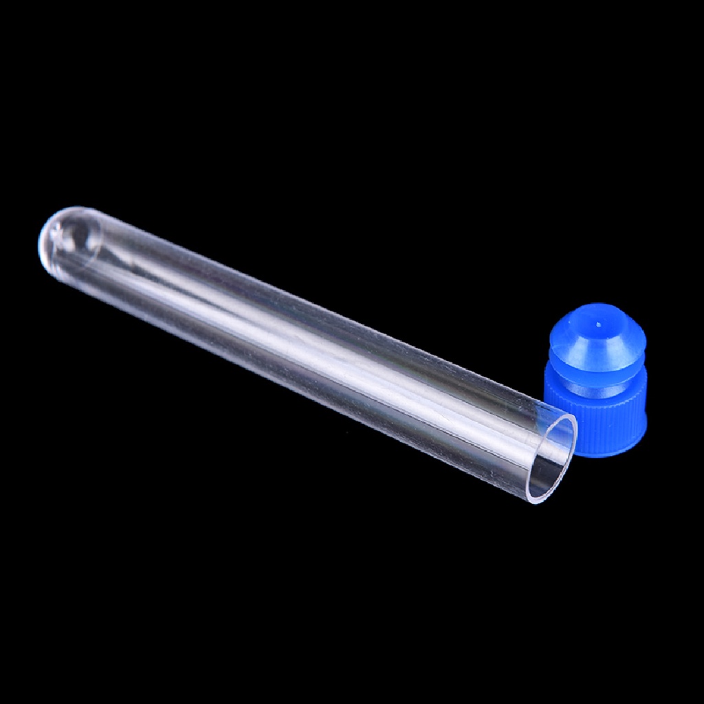 【seasonoun】 10pcs 15x100mm Clear Plastic Test Tubes Hard Plastic Test Tube With Wing Plug .