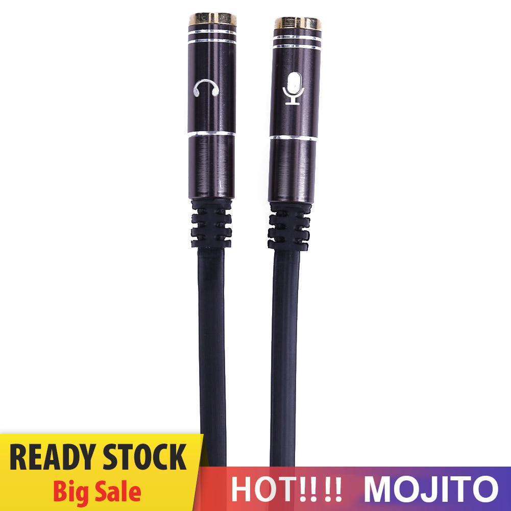 MOJITO 3.5mm Stereo Audio Male to 2 Female Headphone Mic Y Splitter Cable Adapter