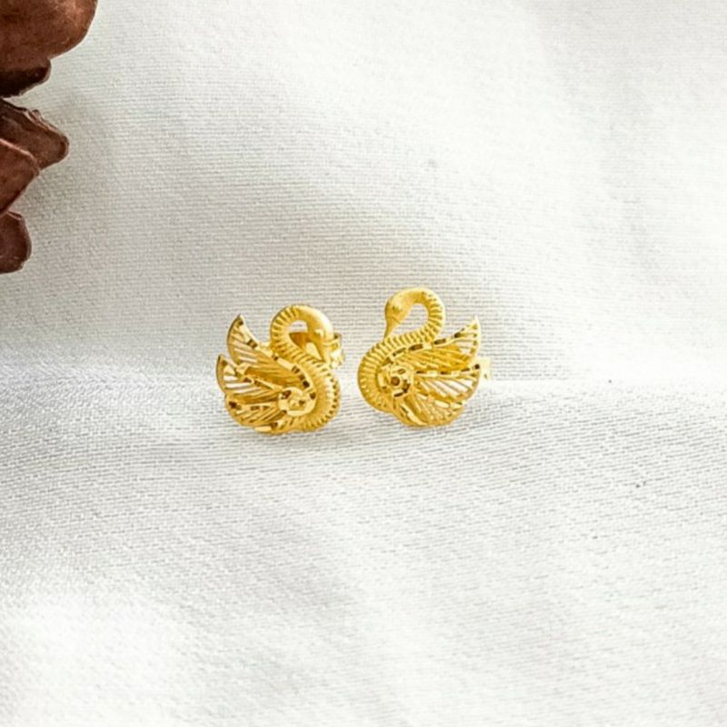 Earring Swan Giwang angsa cantik Etnik keren Gold Perhiasan Emas asli