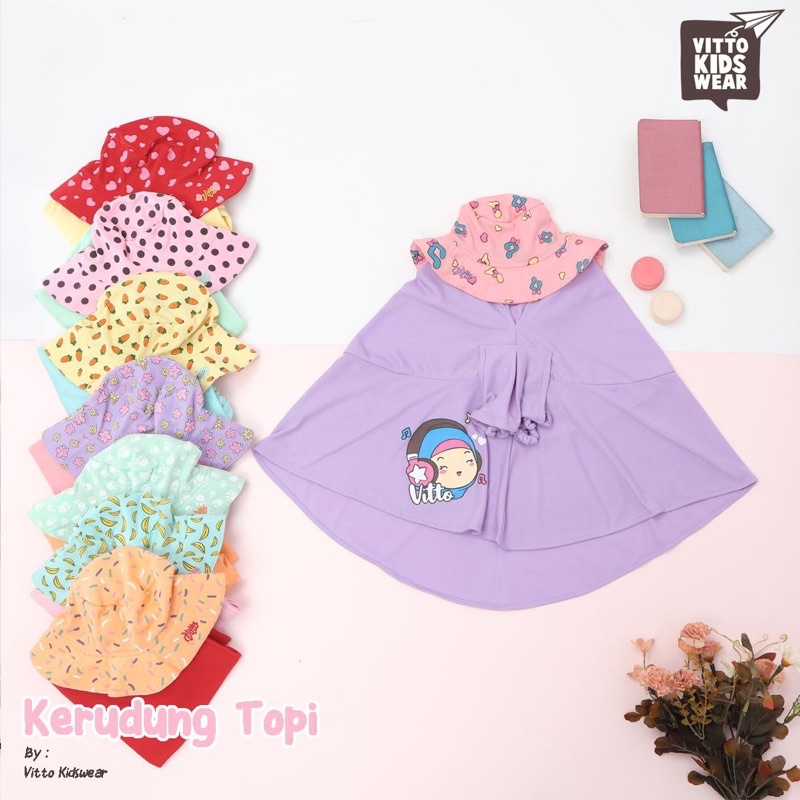 Kerudung Topi Anak Vitto Kidswear 2-10 Tahun Masker Topi Free Bross Lucu