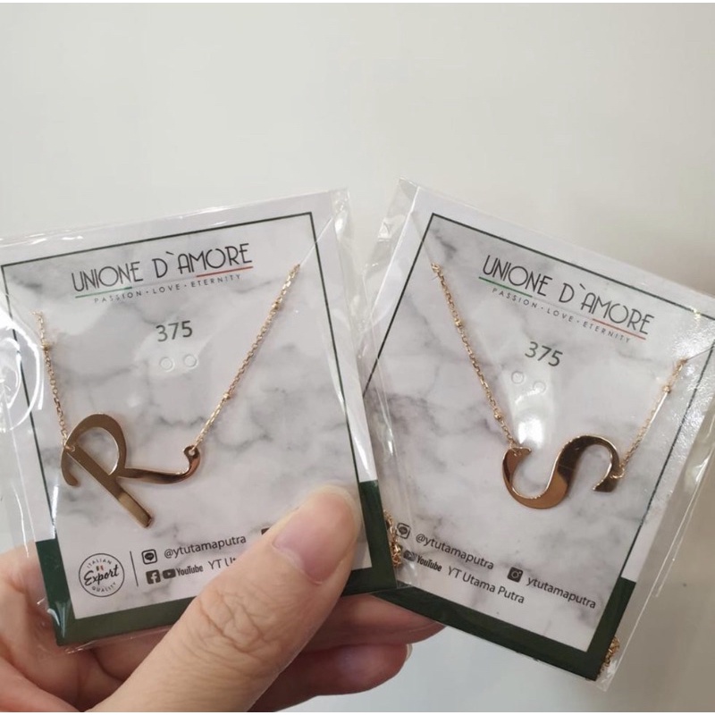 Kalung jedar huruf emas asli kadar 8karat/375% yt