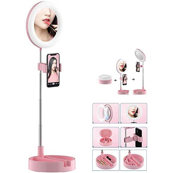 KACA LIPAT MAKEUP / TRIPOD SELFIE LAMPU LED + KACA MAKE UP// MIRROR // RINGLIGHT BEAUTY LAMP / CERMIN RINGLIGHT G3 LIVE TIKTOK LED LIGHT / CERMIN MAKE UP LIPAT