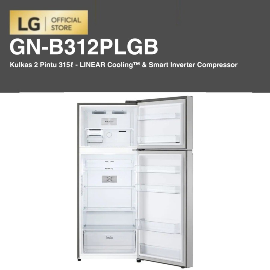 LG GN-B312PLGB Kulkas 2 Pintu 315 Liter LINEAR Cooling™ Smart Inverter