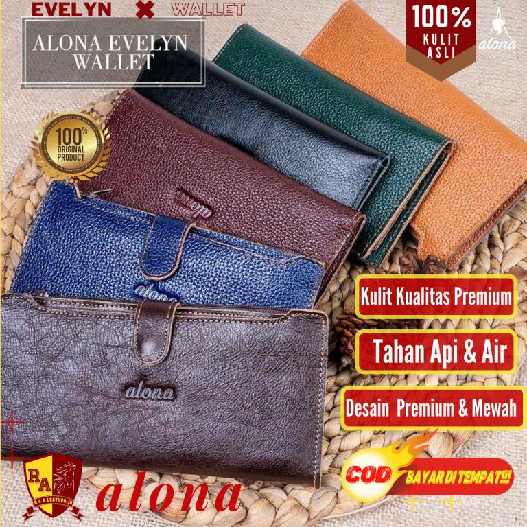 Dompet Kulit Wanita Asli Alona evelyn Terbaru Ori Alona Leather Dompet Panjang/Dompet cewek