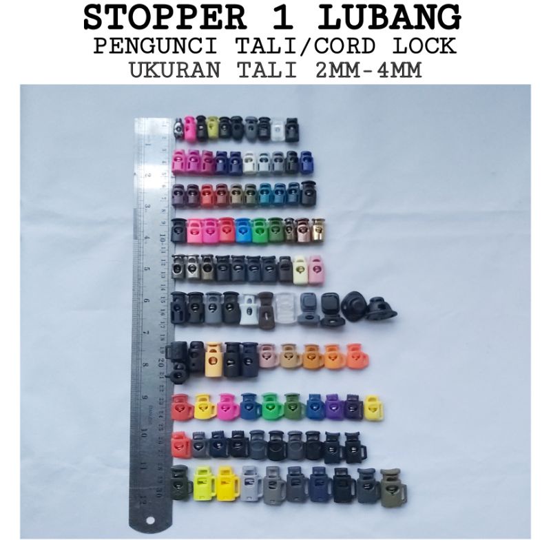 Stopper Tali Stoper Botol 1 Lubang Cord Lock Tali Serut 3mm 4mm