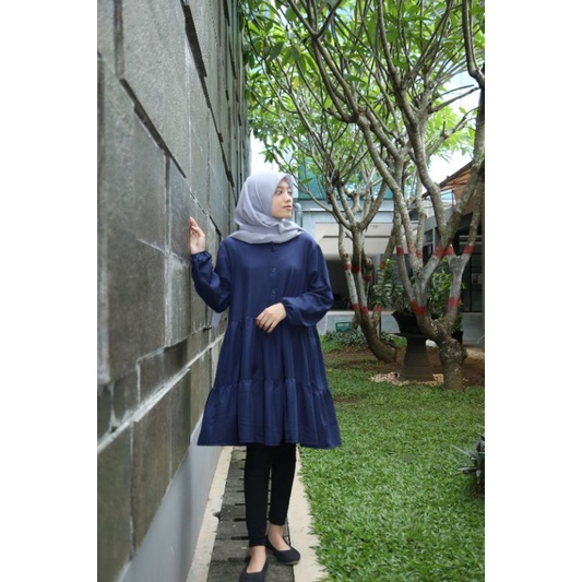 Azkya Tunik Catton Viskose Premium Midi Dress polos By AZKYA.ID