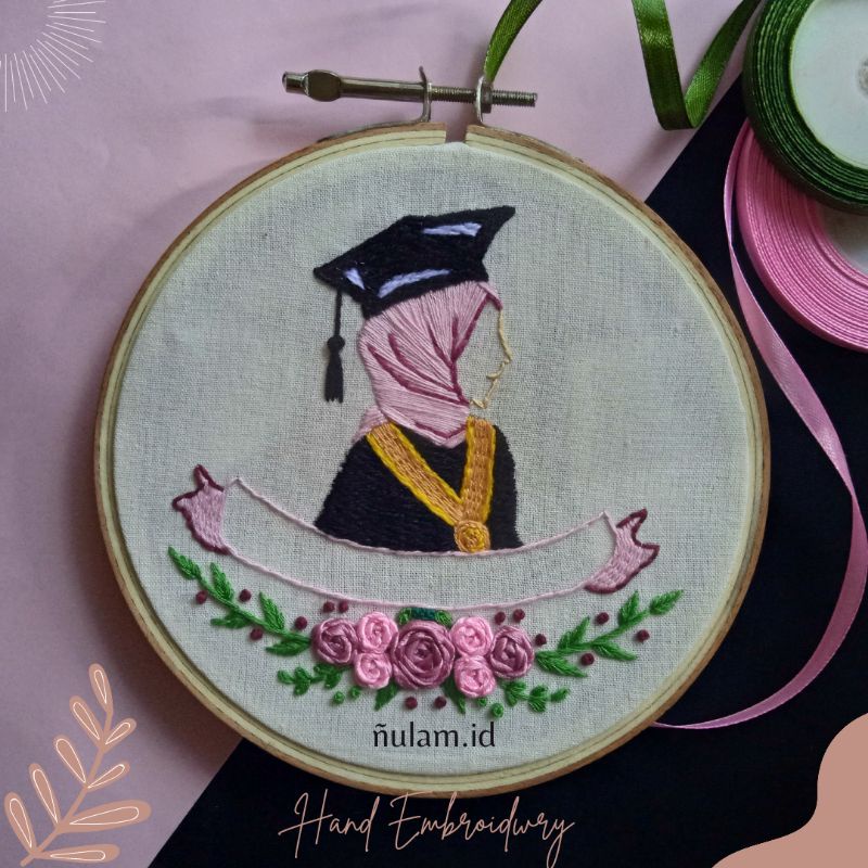 Nulam Custom Portrait - Sulaman Benang Custom | Hand Embroidery | Custom Gift | Custom Souvenir | Ro