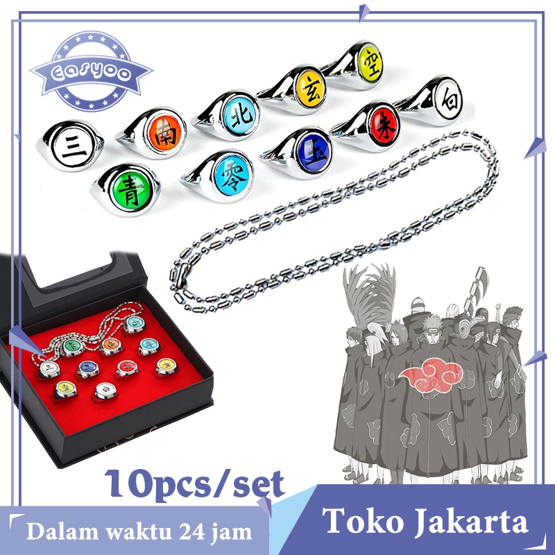Isi 10 Cicin Cincin Akatsuki Naruto Cincin Itachi Style Adjustable Party Accessories Anime Ring Jewe