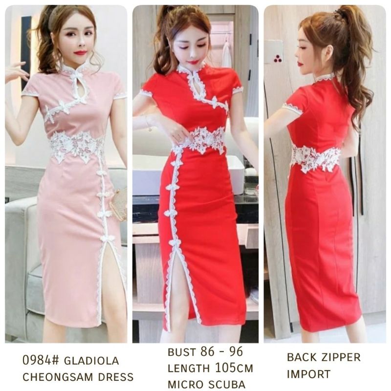 MDLV ~ 0984 Glaiola Cheongsam Dress Premium Women Chinese New Year Dress Women Dress Sincia Dress Imlek Fashion Import