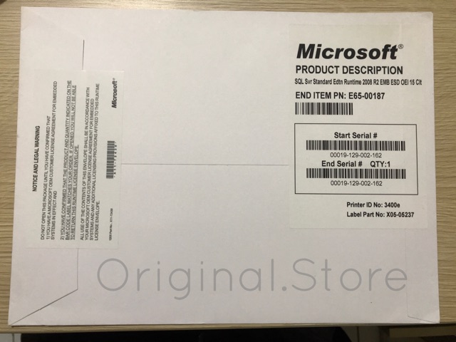 SQL Server Standard 2008 R2 Full Package included 15 client