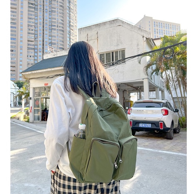 Tas Ransel Wanita Sora Parasut Korean Backpack Import Polos Tas Sekolah Kuliah Kantor Kasual Trendi Instagenic