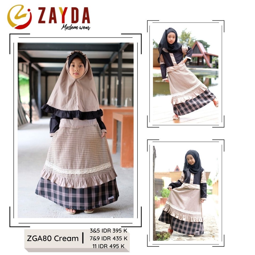 GAMIS SARIMBIT ANAK  ZAYDA ZG80 CREAM MILO ORIGINAL KEKINIAN MODERN TRENDY SIMPLE ELEGANT MODIS STYL
