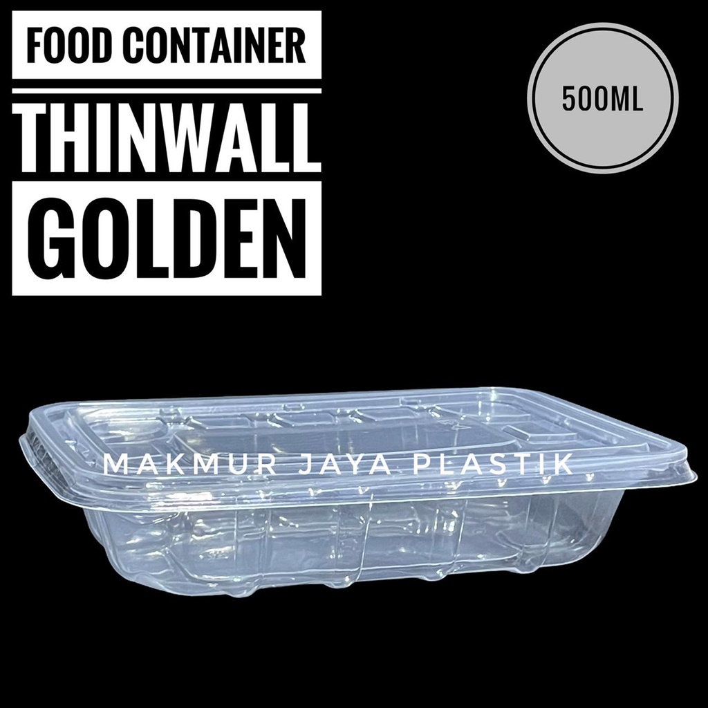 THINWALL GOLDEN PERSEGI PANJANG 500 ML / KOTAK MAKAN FOOD CONTAINER PLASTIK TAHAN PANAS