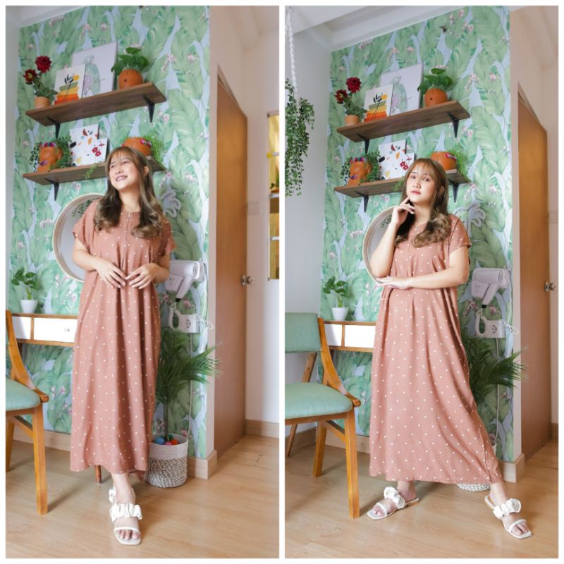 Part 2 Daster Busui Bahan katun rayon premium-Polka Coffe