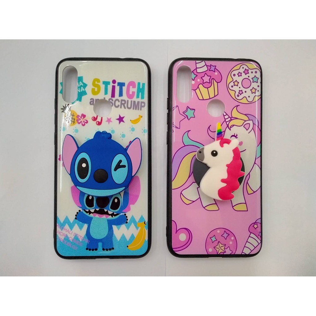 Case REDMI NOTE 7 Case Fuze Glass Plus Popsocket Karakter Lucu