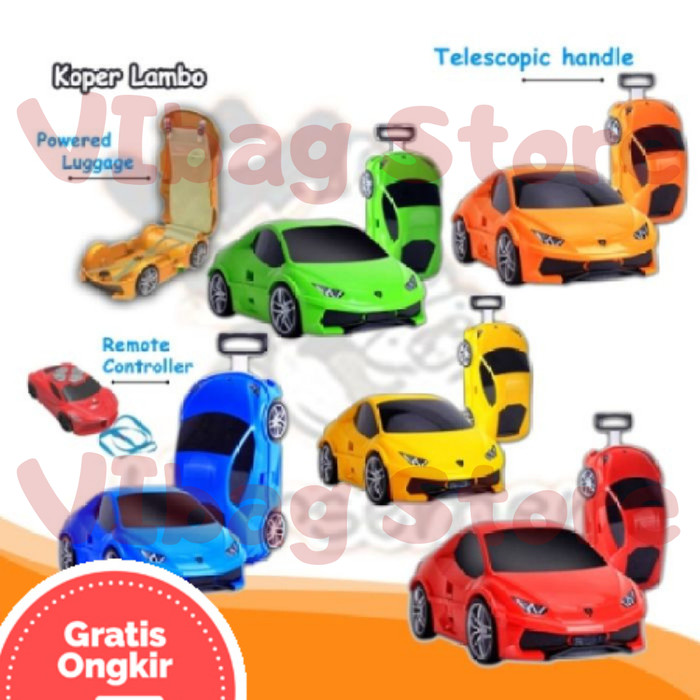 Travel Case Tas Koper Lamborghini Vespa Ferrari Hummer Moto GP Bumbblebee Lion Anak Kids Suitcase RC