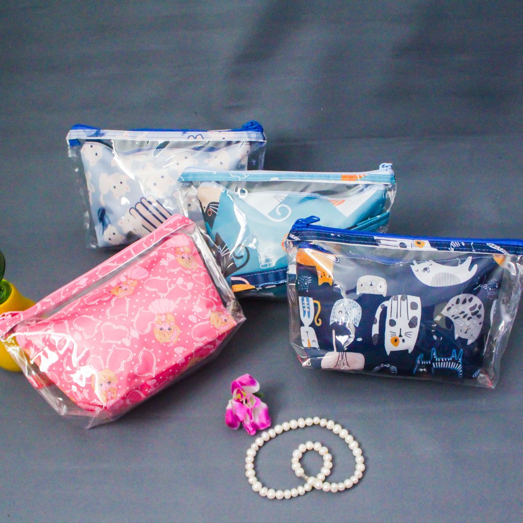 Tas Pouch Kosmetik Cewek Tas Make Up Motif Pouch Serbaguna Dompet Kosmetik Wanita Travel Cosmetic Bag