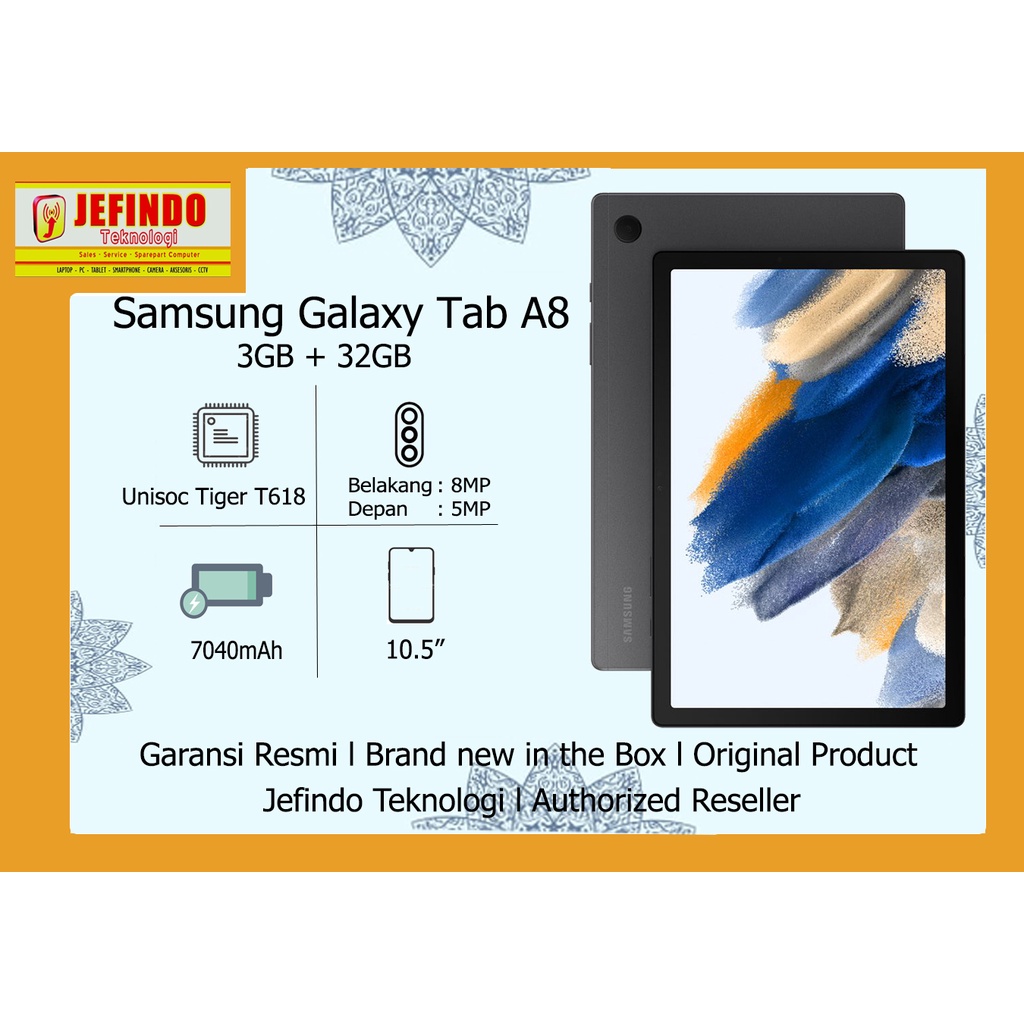Samsung Tab A8 3/32 2022 WiFi Only Garansi Resmi Nasional
