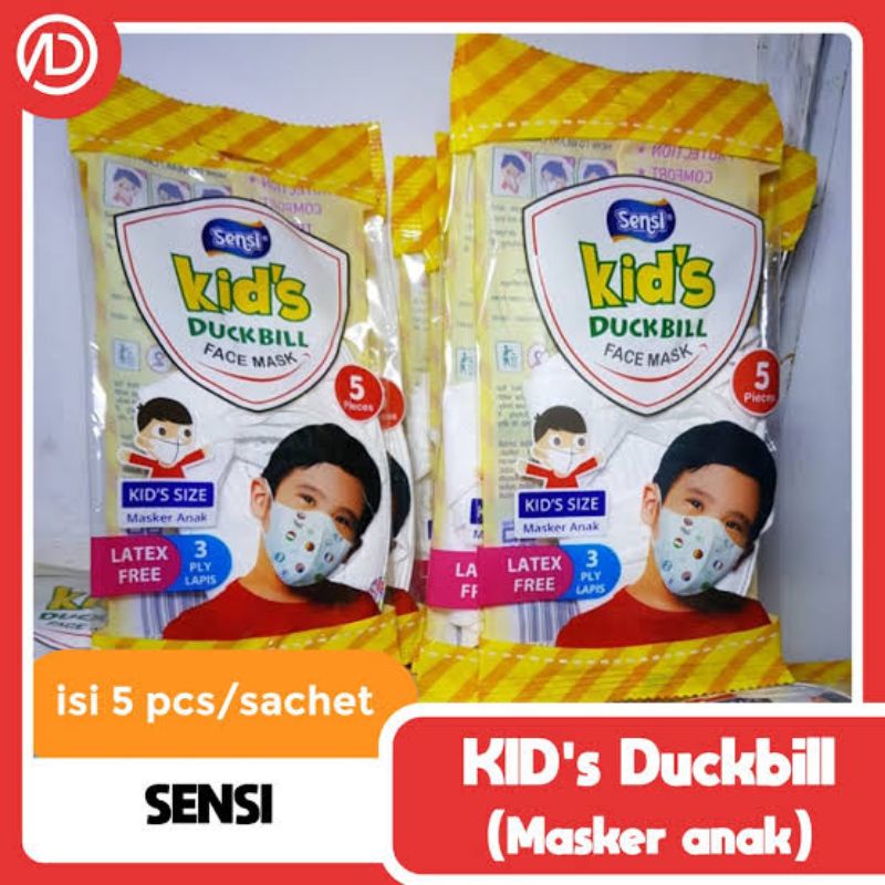 Masker Sensi Duckbill Kids / Anak isi 5 pcs/pack HARGA GROSIR MOTIF TIDAK BISA MILIH