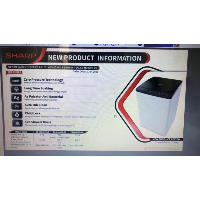 SHARP ES-M8000T-GG MESIN CUCI TOP LOADING 8KG ESM8000TGG ESM8000 Mega Mouth