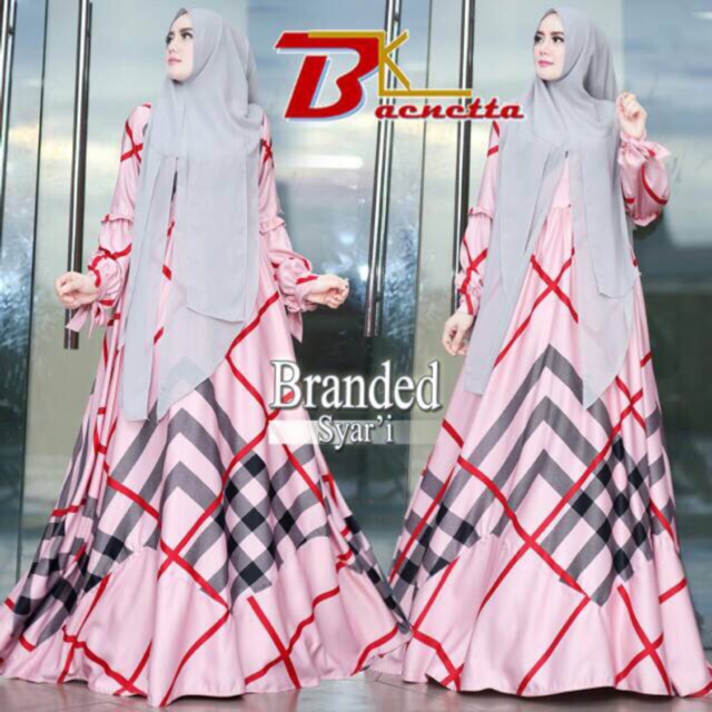 Gamis branded naifa syari burberry umbrella klok baenetta original real pict