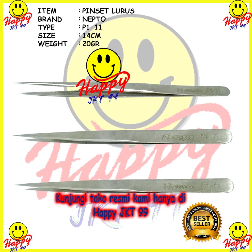 [ HAPPY JKT 99 ] PINSET NEPTO BENGKOK LURUS RUNCING P1-15 P1-11 P1 11 15 ALAT SERVICE TEKNISI