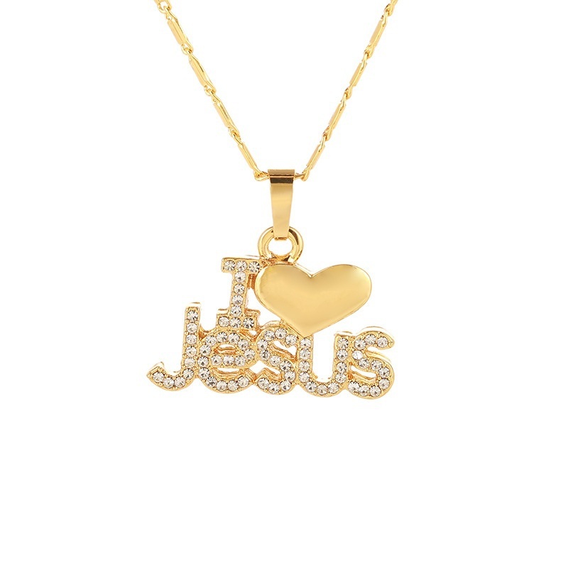 Women Fashion I LOVE JESUS Pendant Necklace