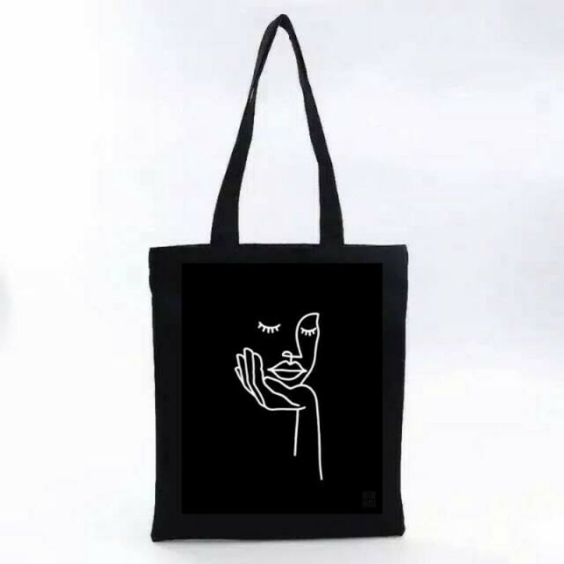 Arifirn Wanita Memegang Pipi - Tas Tote Bag Wanita Murah (Ada Resleting)