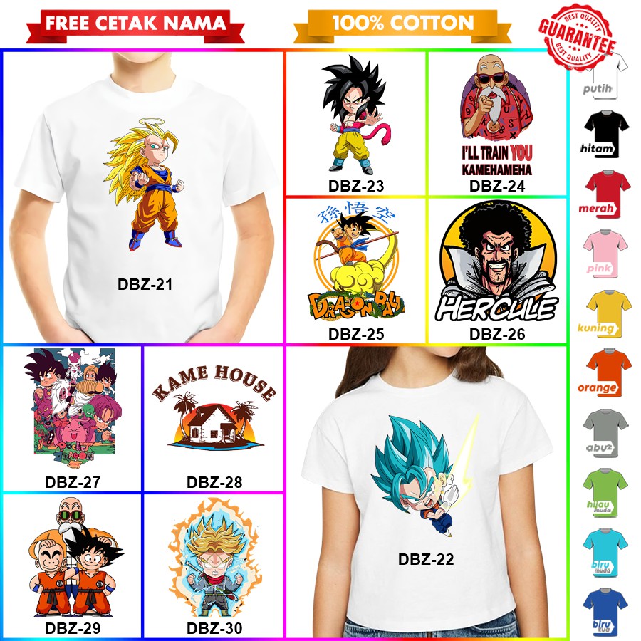 [FREE NAMA!!] Baju Kaos ANAK DAN DEWASA DRAGON BALL Z GOKU SUNGOKU BANYAK MOTIF