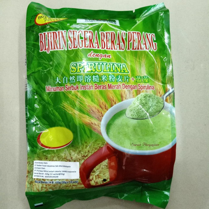 

978Eq1W Bijirin Segera Beras Perang Dan Spirulina 30Gx12 Pek Produk Terlaris - Low Sugar WQ012