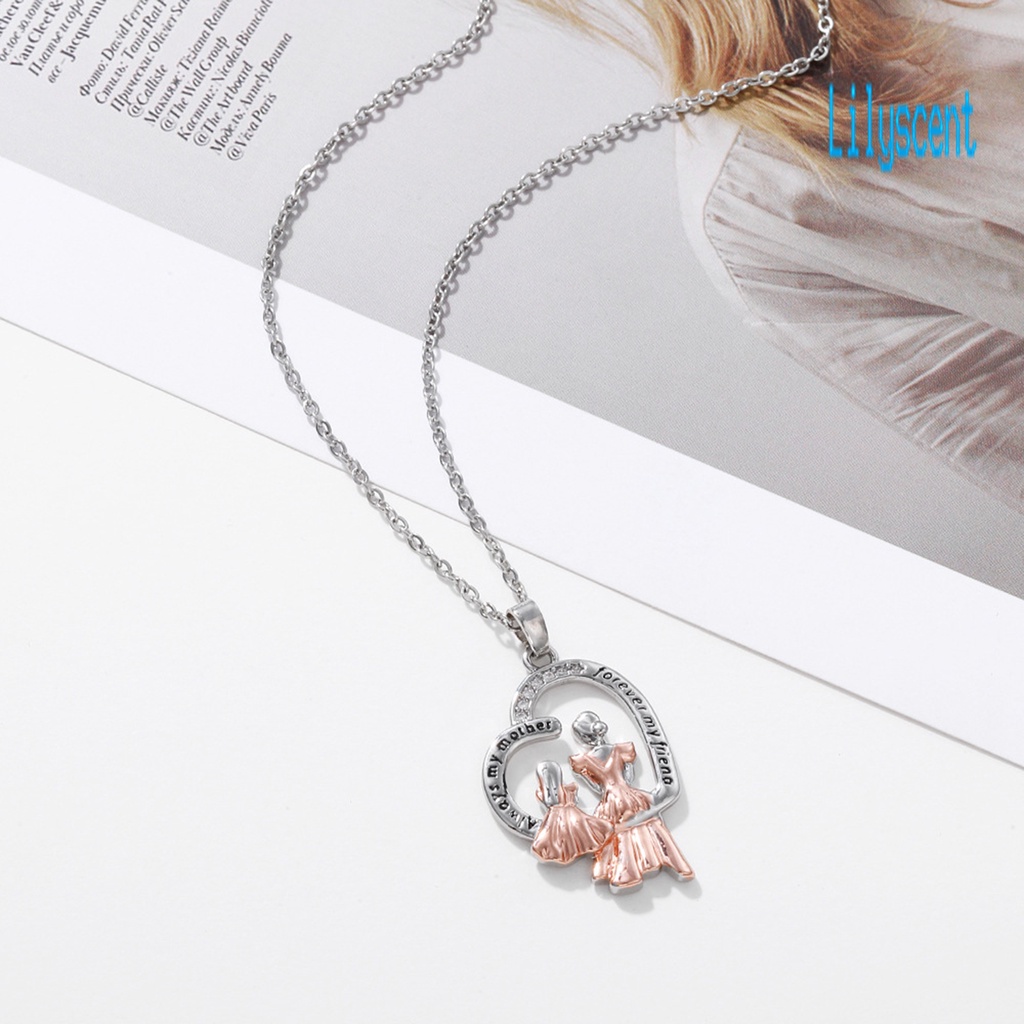 Kalung Rantai Liontin Hati Berlian Imitasi Adjustable Untuk Hadiah Hari Ibu